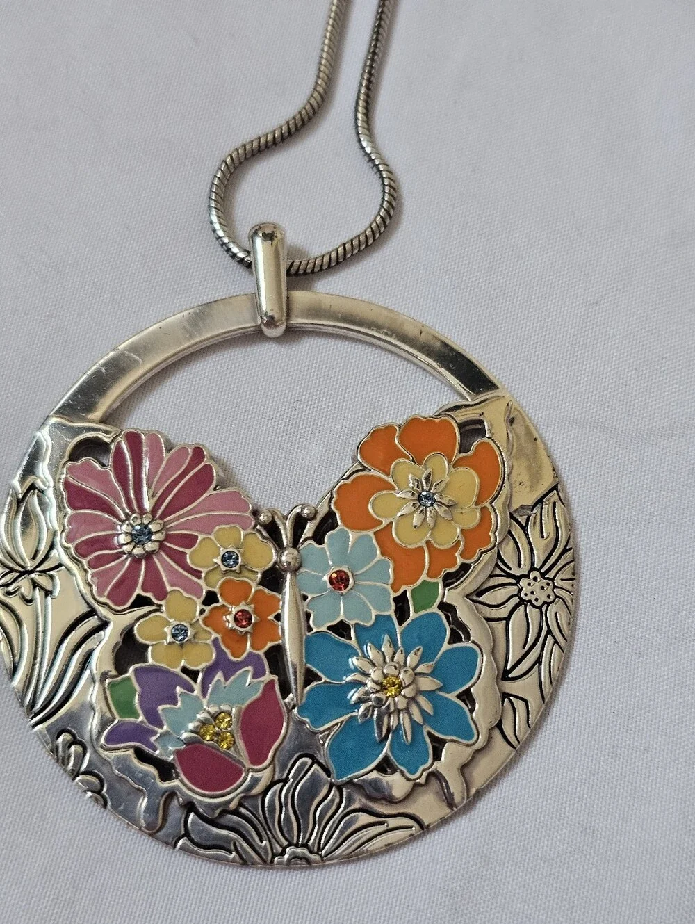 Brighton Enchanted Garden Convertible Reversible Floral Butterfly Necklace